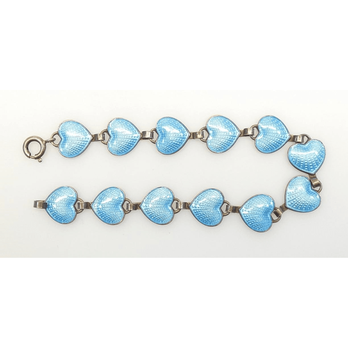 David Andersen Jewelry David Andersen WW Norway Sterling & Blue Enamel Heart Links Bracelet 1950s