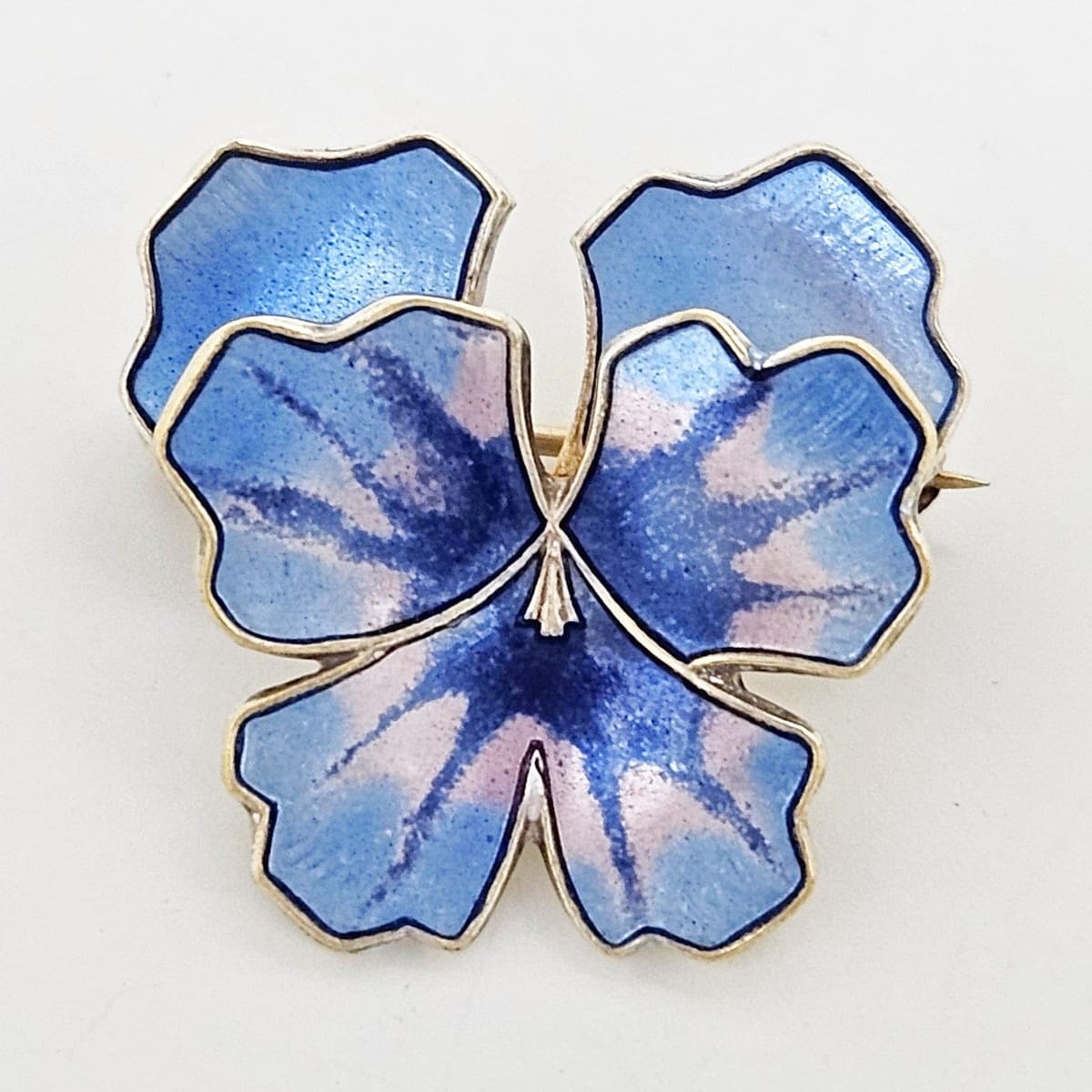 David Andersen Jewelry Norway David Andersen Sterling & Enamel Pansy Flower Brooch Pendant 1940s