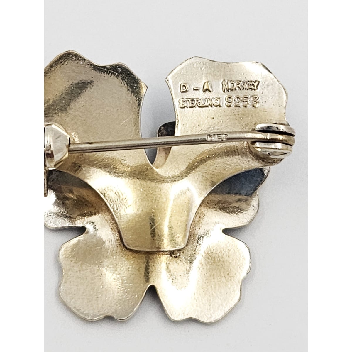 David Andersen Jewelry Norway David Andersen Sterling & Enamel Pansy Flower Brooch Pendant 1940s