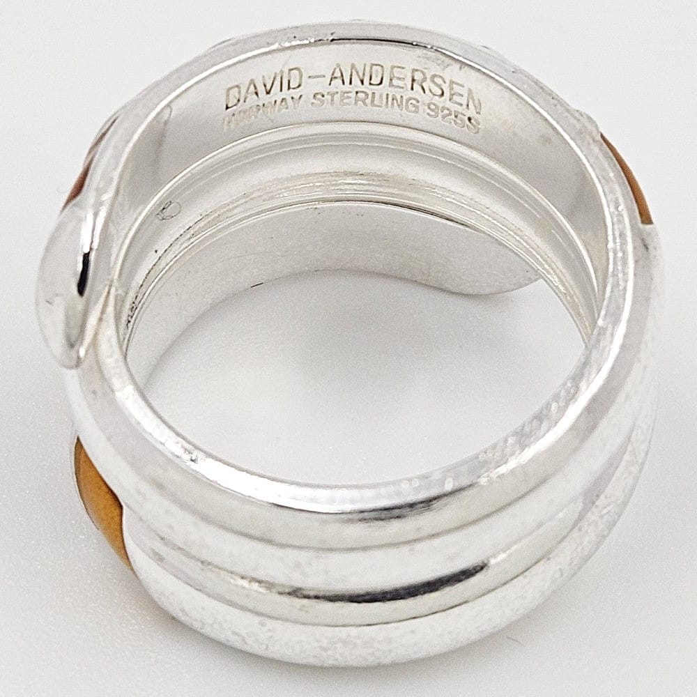 David Andersen Jewelry Norwegian David Andersen Sterling & Blue Enamel Wrap Ring Circa 1960s
