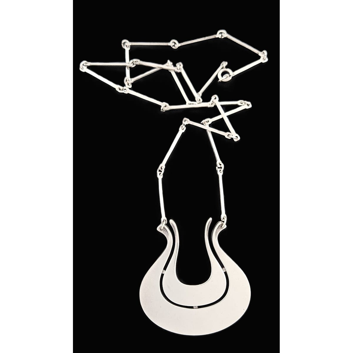 David Andersen Jewelry Norwegian David Andersen Sterling Modernist Large Long Viking Pendant 1950/60s