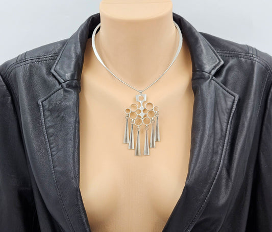 David Andersen Jewelry Rare David Andersen Norway Sterling Modernist XL Articulating Necklace 1960s