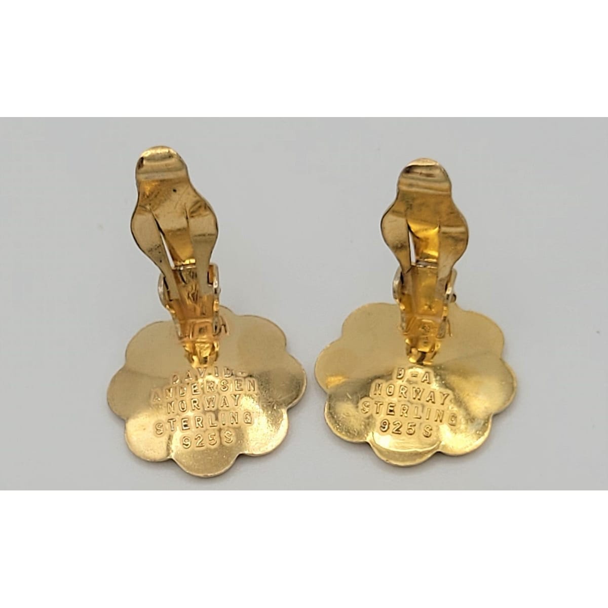 David Andersen Jewelry Rare David Andersen Sterling Enamel Art Deco Floral Earrings 1940s