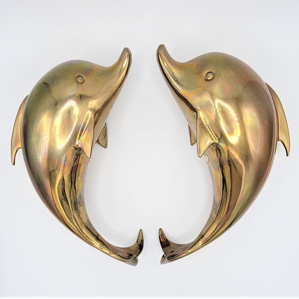Dolbi Cashier Bookends Superb Dolbi Cashier Solid Brass Modernist Dolphin Porpoise Bookends C. 1986