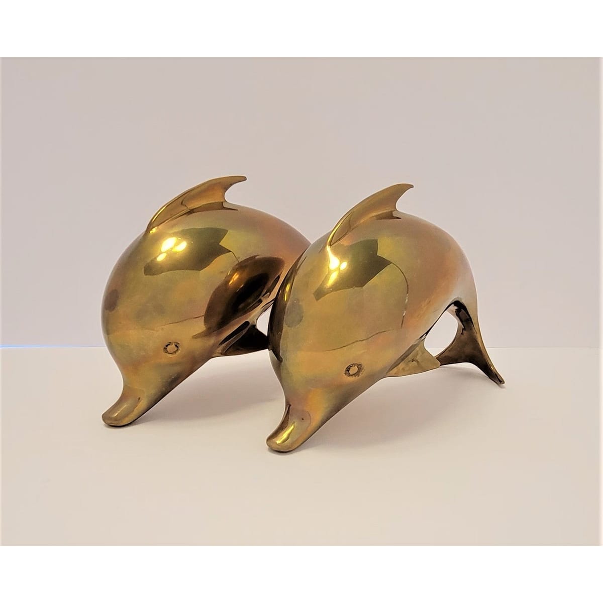 Dolbi Cashier Bookends Superb Dolbi Cashier Solid Brass Modernist Dolphin Porpoise Bookends C. 1986
