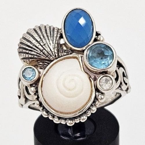 Echo of the Dreamer Jewelry OOAK Echo of the Dreamer Sterling Sea Themed Ring 1990&