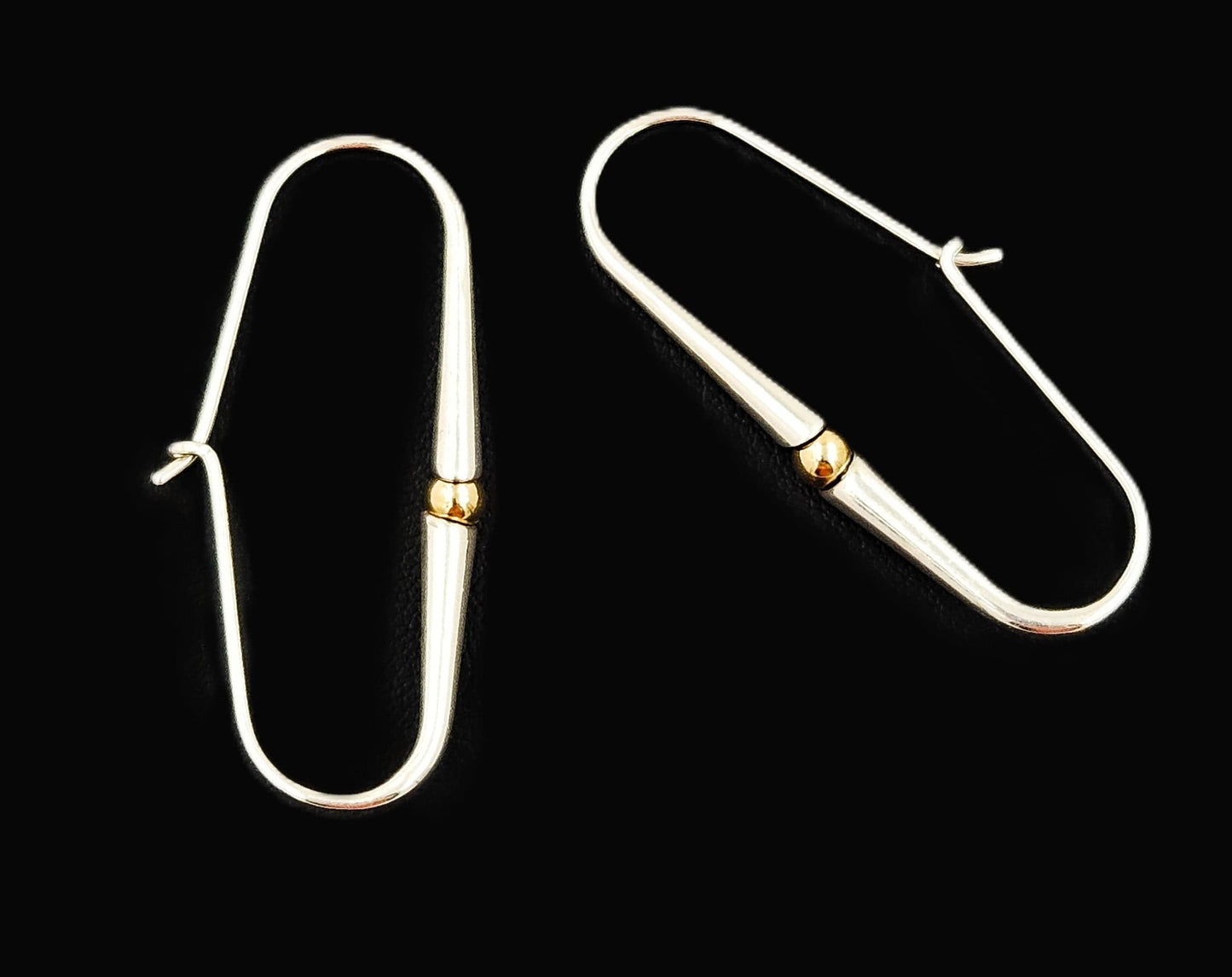 Ed Levin Jewelry Iconic Designer Ed Levin Modernist Sterling + 14K Gold Earrings 1980s