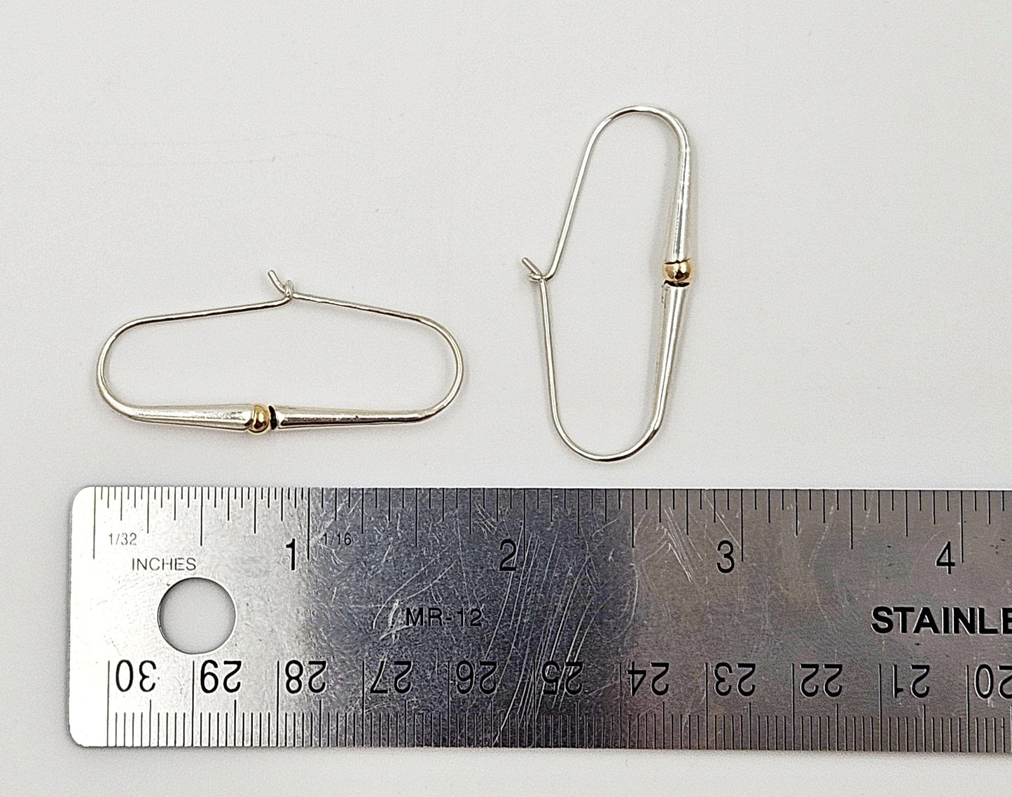 Ed Levin Jewelry Iconic Designer Ed Levin Modernist Sterling + 14K Gold Earrings 1980s