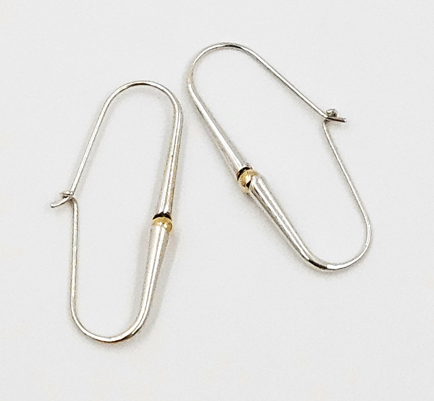 Ed Levin Jewelry Iconic Designer Ed Levin Modernist Sterling + 14K Gold Earrings 1980s