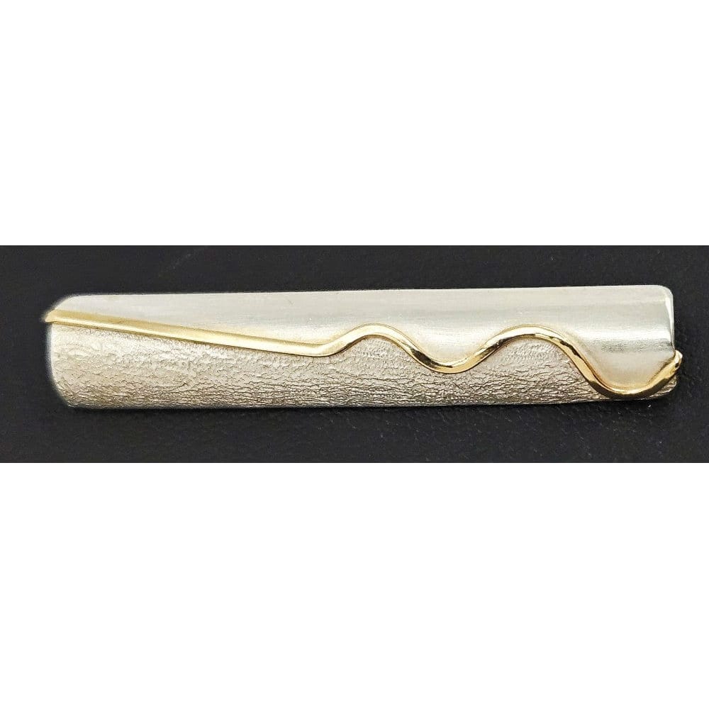 Ed Levin Jewelry Superb Ed Levin Abstract Modernist Sterling & 14k Brooch Bar Brooch C. 1980s