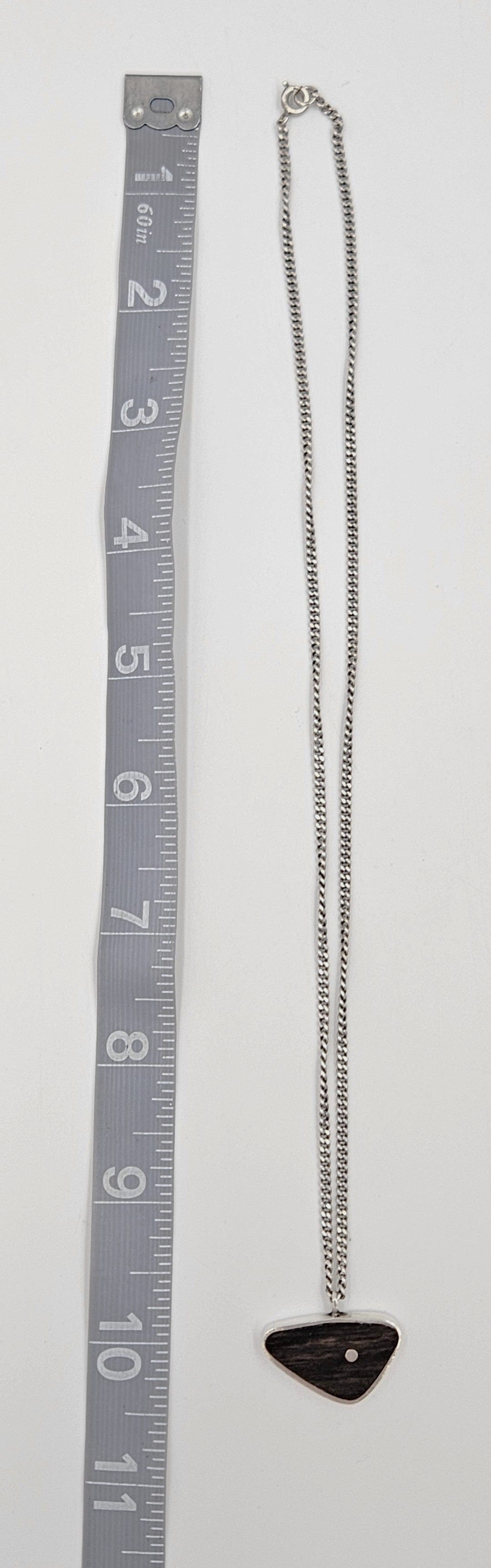 Ed Wiener Jewelry Superb Ed Wiener Sterling & Ebony Wood Modernist Pendant Necklace C. 1950s