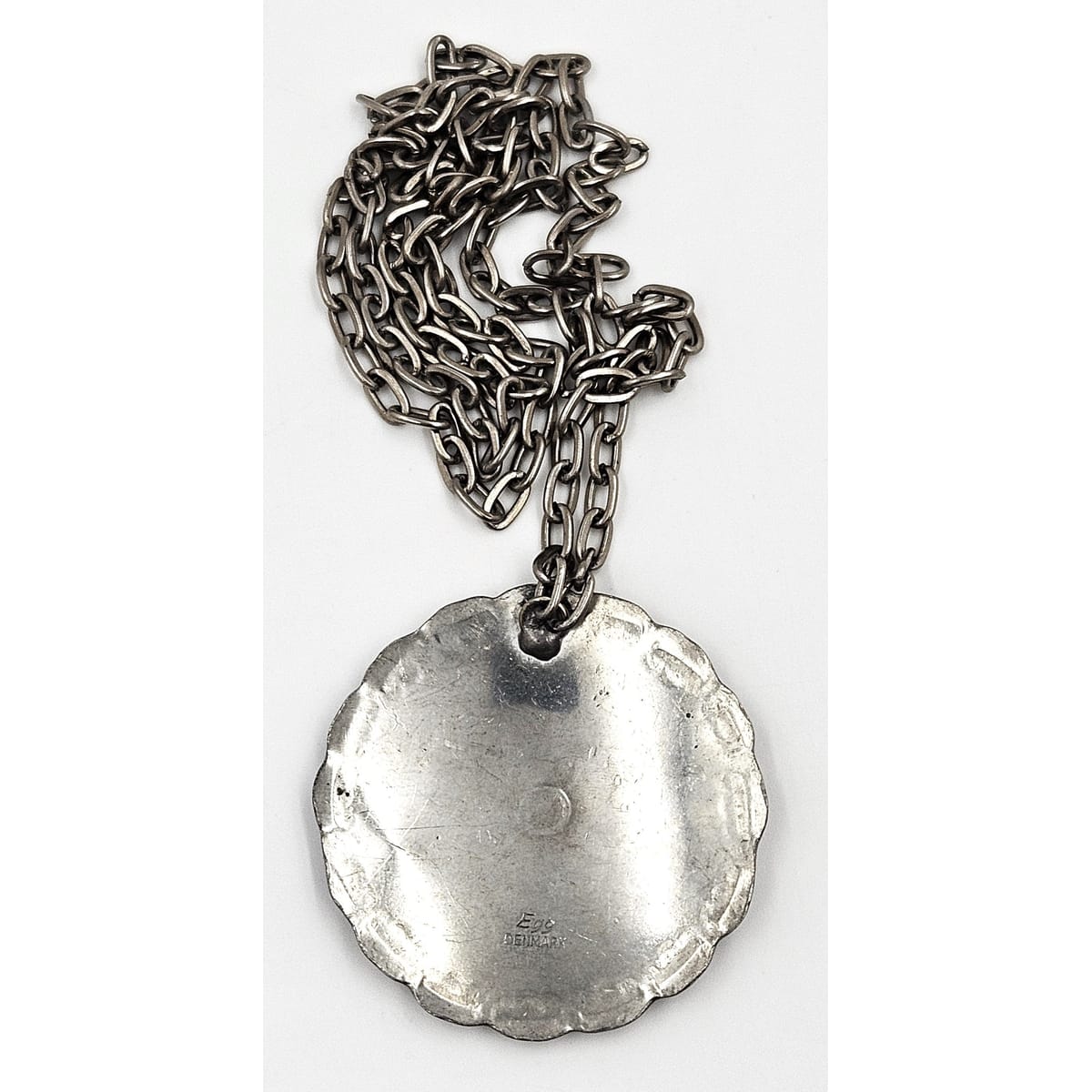 Egg Denmark Jewelry Egg Denmark Large Pewter Viking Shield Pendant Statement Necklace 1960&