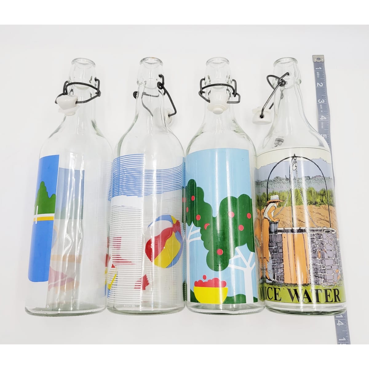 Egizia Italy Barware Set of 4 Large Vintage Water Bottles in Chrome Caddy Egizia Italy
