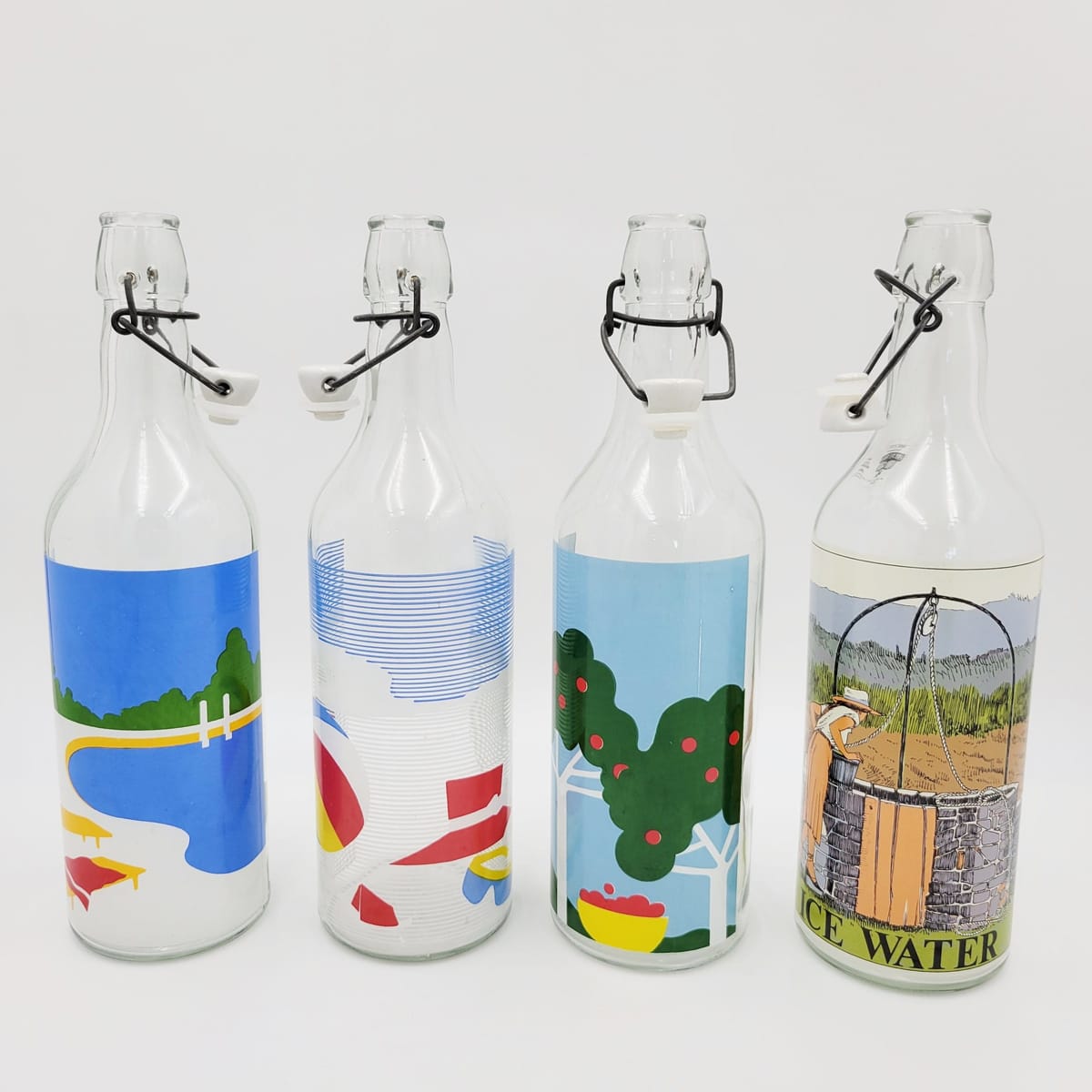 Egizia Italy Barware Set of 4 Large Vintage Water Bottles in Chrome Caddy Egizia Italy