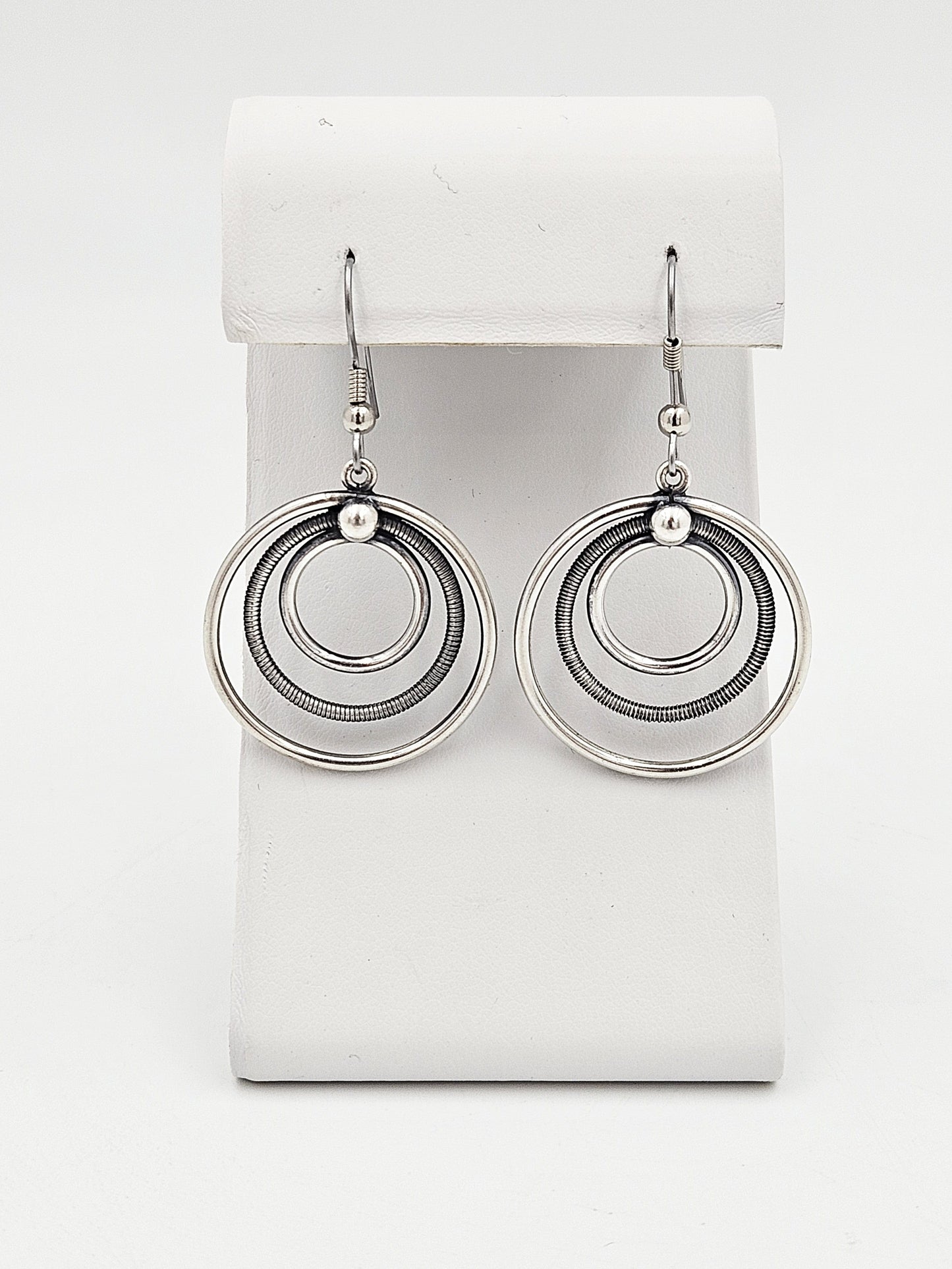 Eivind Knud Petersen Earrings Eivind Knud Petersen Denmark Sterling Kinetic Circles Dangle Earrings 1950s