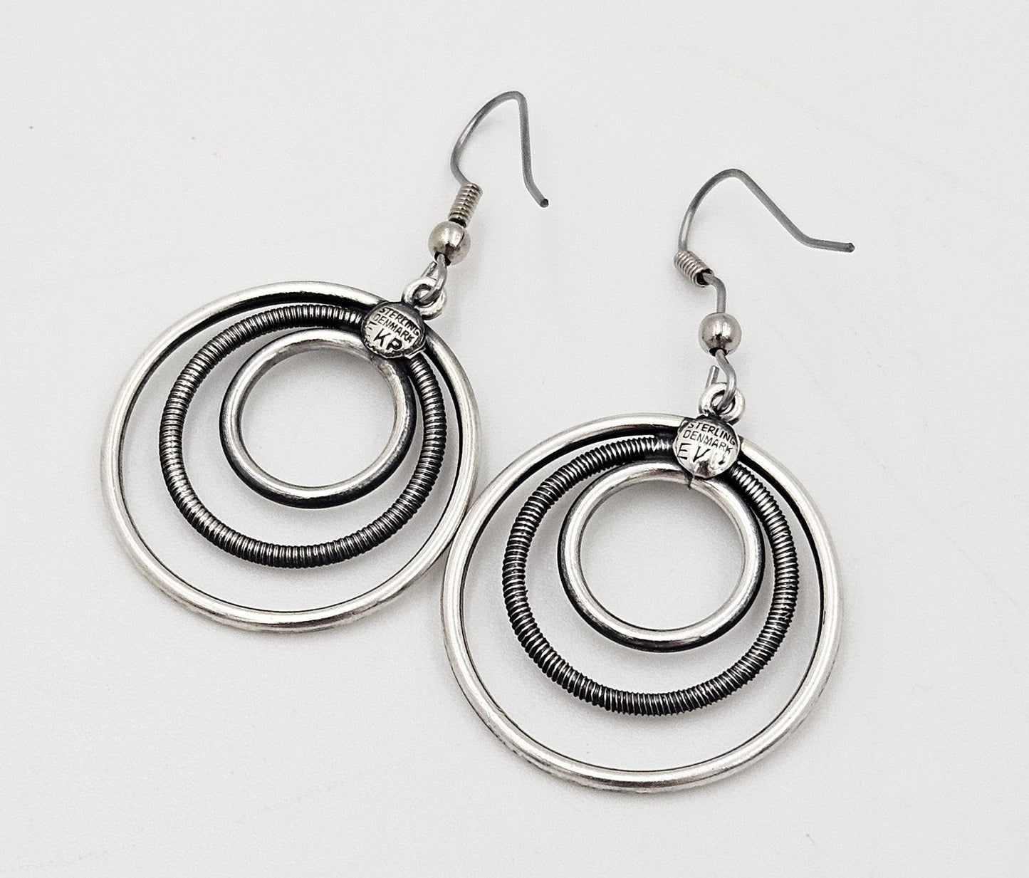 Eivind Knud Petersen Earrings Eivind Knud Petersen Denmark Sterling Kinetic Circles Dangle Earrings 1950s