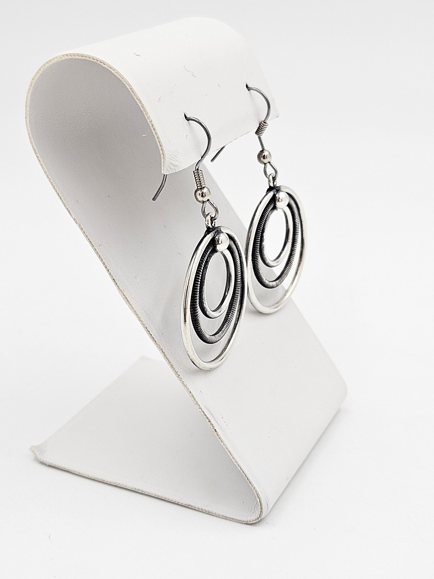 Eivind Knud Petersen Earrings Eivind Knud Petersen Denmark Sterling Kinetic Circles Dangle Earrings 1950s
