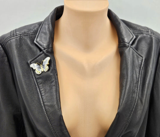 Erik Poul Fenster Jewelry Super Rare Denmark Erik Poul Fenster 925 Enamel Large Butterfly Brooch 1950s