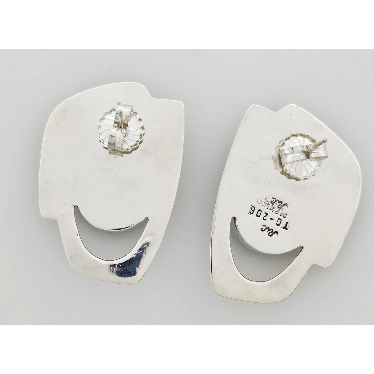 Erika Hult de Corral "Ric" Jewelry Erika Hult de Corral "Ric" Taxco Sterling Malachite Modernist Earrings 1980s