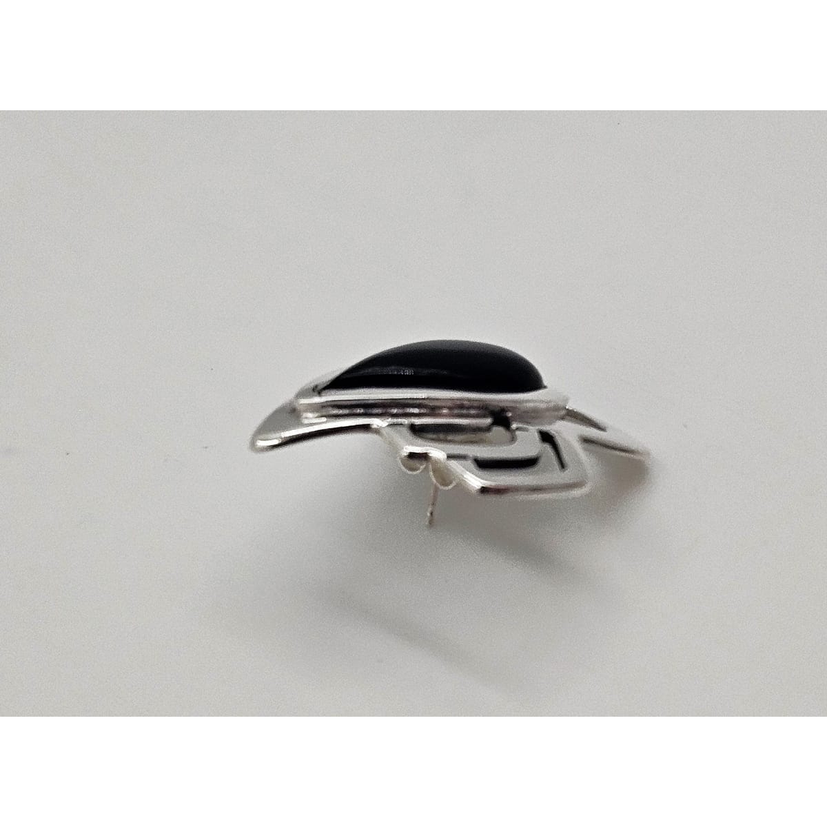 Erika Hult de Corral "Ric" Jewelry Erika Hult de Corral "Ric" Taxco Sterling Onyx Abstract Modernist Earrings 80s