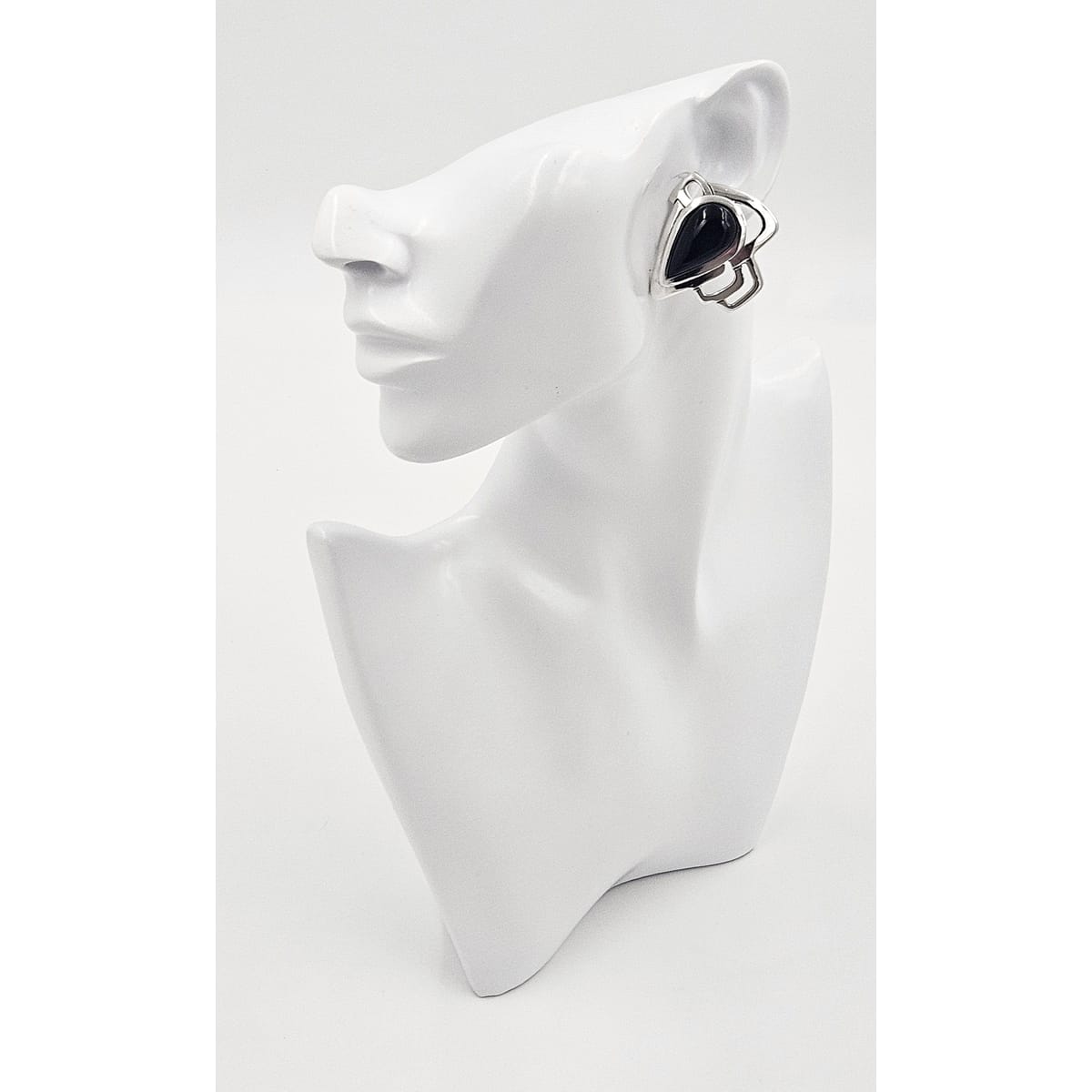 Erika Hult de Corral "Ric" Jewelry Erika Hult de Corral "Ric" Taxco Sterling Onyx Abstract Modernist Earrings 80s