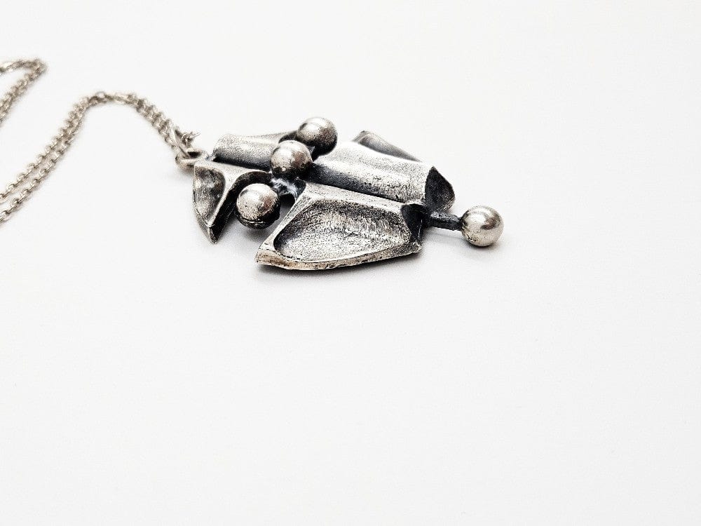 Finland Jewelry Rare Tammen Korun Ky AKT Finland 830 Silver Modernist "Oak" Necklace 1970s