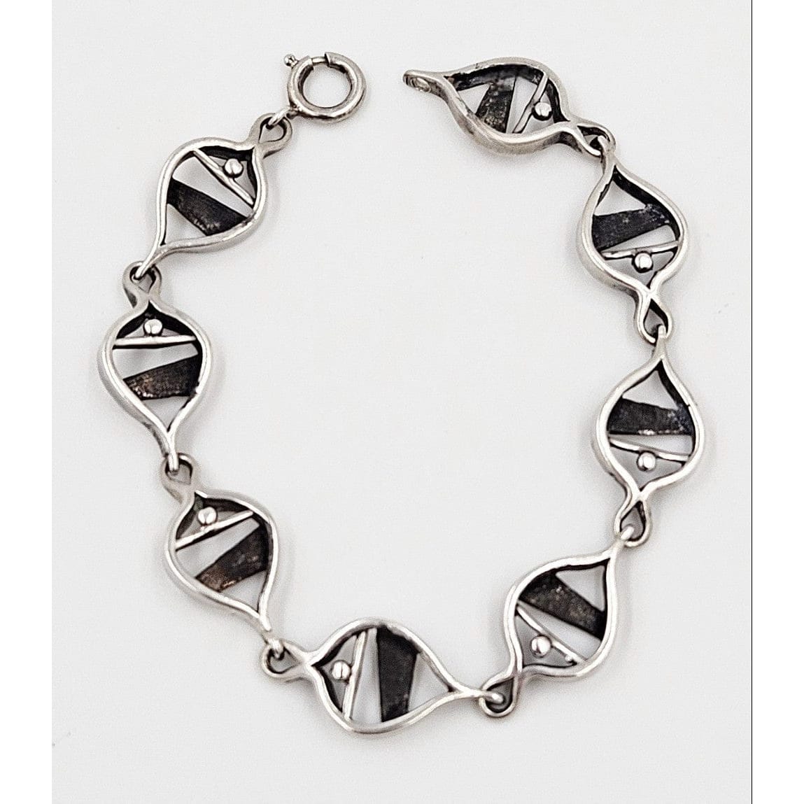 Franz Scheurle Jewelry Franz Scheurle Germany Sterling Abstract Modernist Links Bracelet Circa 1960&