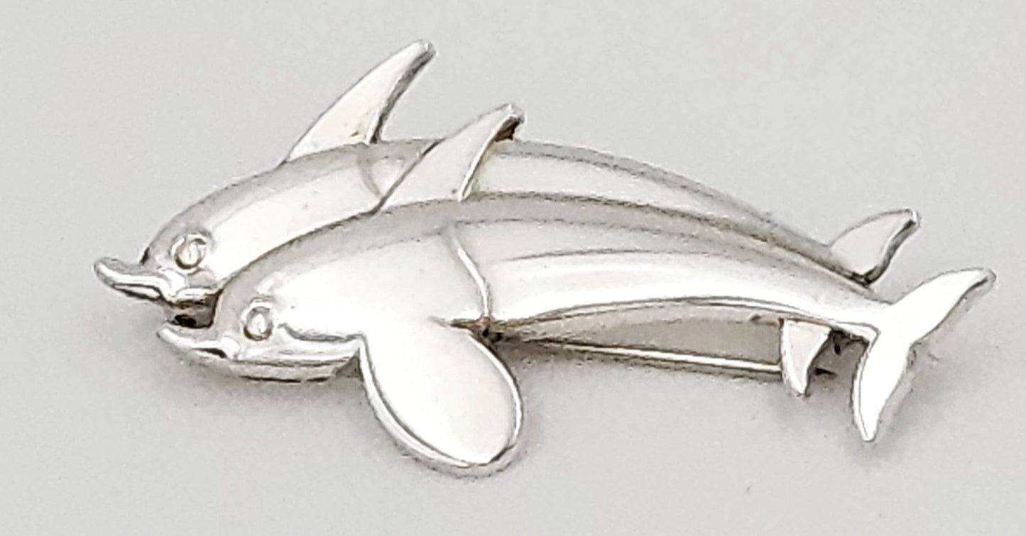 Georg Jensen Jewelry Superb Danish Georg Jensen Sterling Double Dolphins Brooch