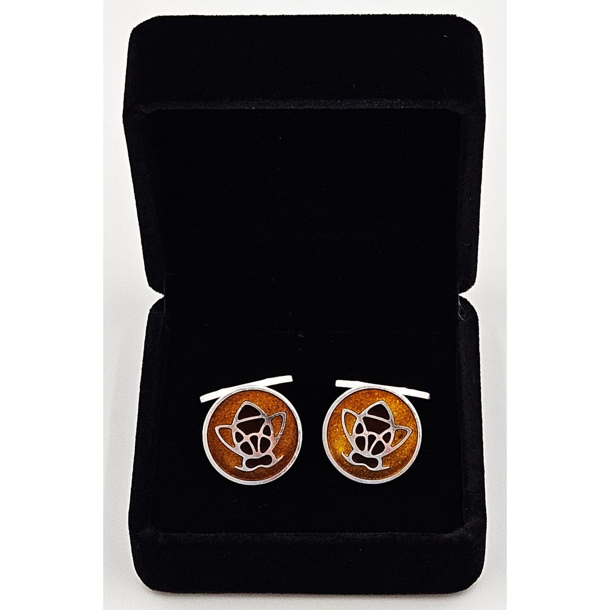 Georg Jensen Jewelry ULTRA RARE Georg Jensen Sterling Enamel Honey Bumble Bee Cufflinks 1940s