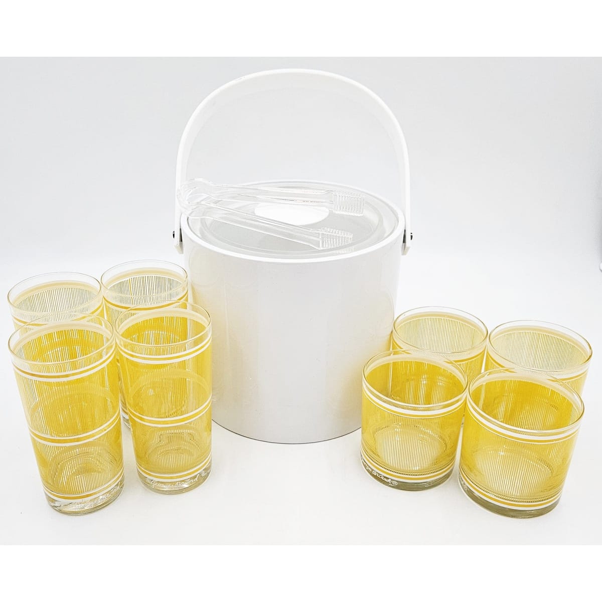 Georges Briard Serveware Georges Briard Yellow & White Icicles Barware Set