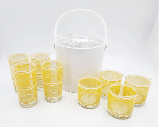 Georges Briard Serveware Georges Briard Yellow & White Icicles Barware Set