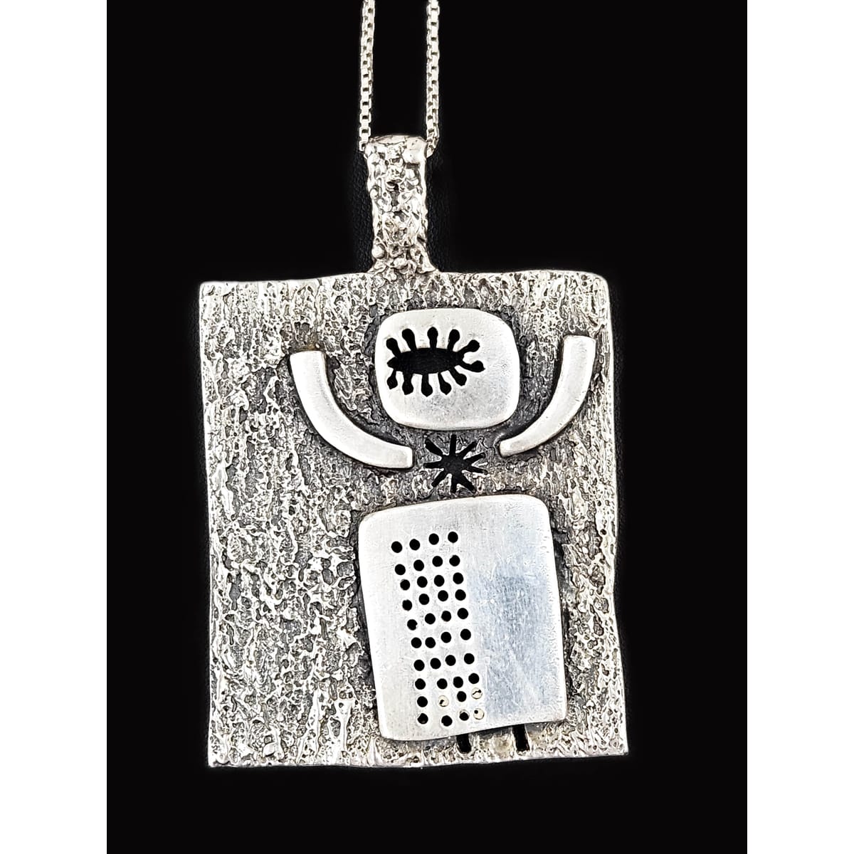 Guy Vidal Jewelry Superb Designer Guy Vidal Abstract Modernist HUGE Pendant on Sterling Chain