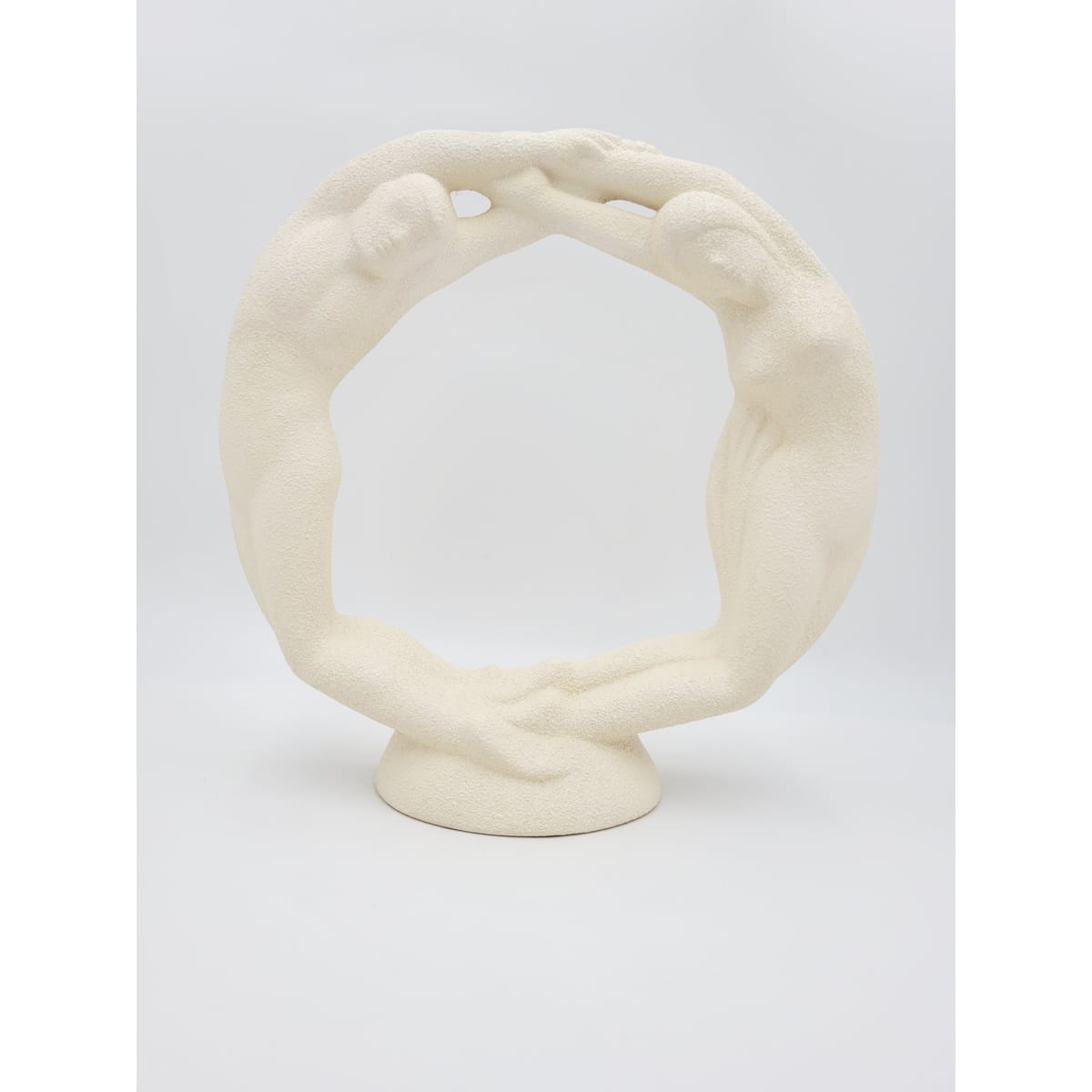 Haeger Sculpture Haeger Circle of Love Couple Textured Ivory Ceramic Sculpture 1980s
