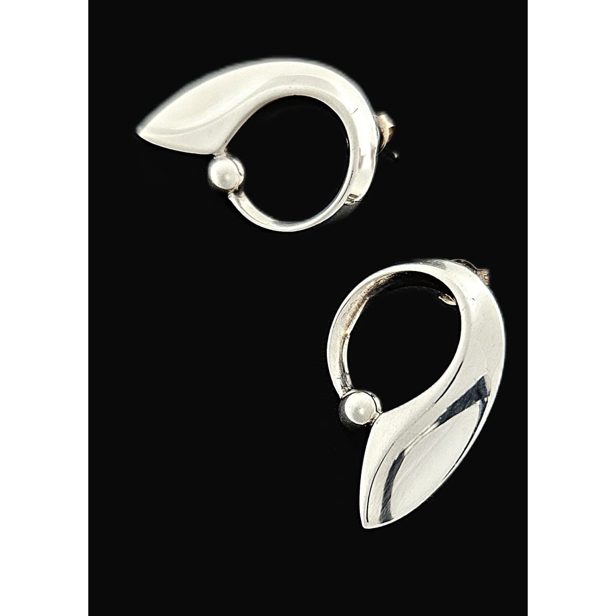 Hans Hansen Jewelry Denmark Designer Hans Hansen Sterling Modernist Earrings 1970&