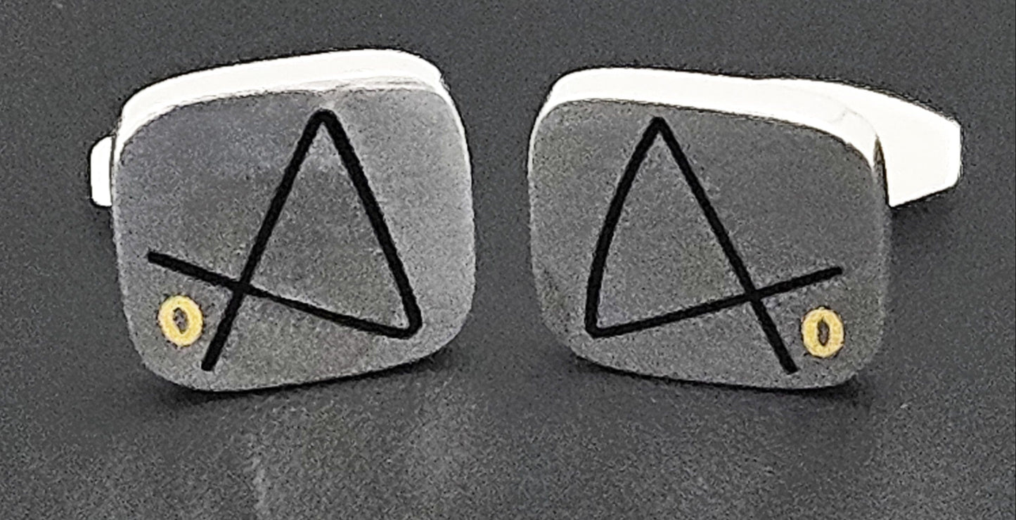 Hans Hansen Jewelry Superb Rare Hans Hansen Denmark Sterling & Enamel Modernist Cufflinks
