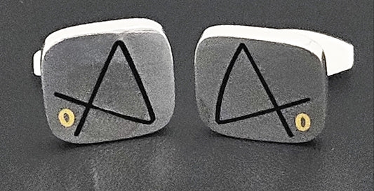 Hans Hansen Jewelry Superb Rare Hans Hansen Denmark Sterling & Enamel Modernist Cufflinks