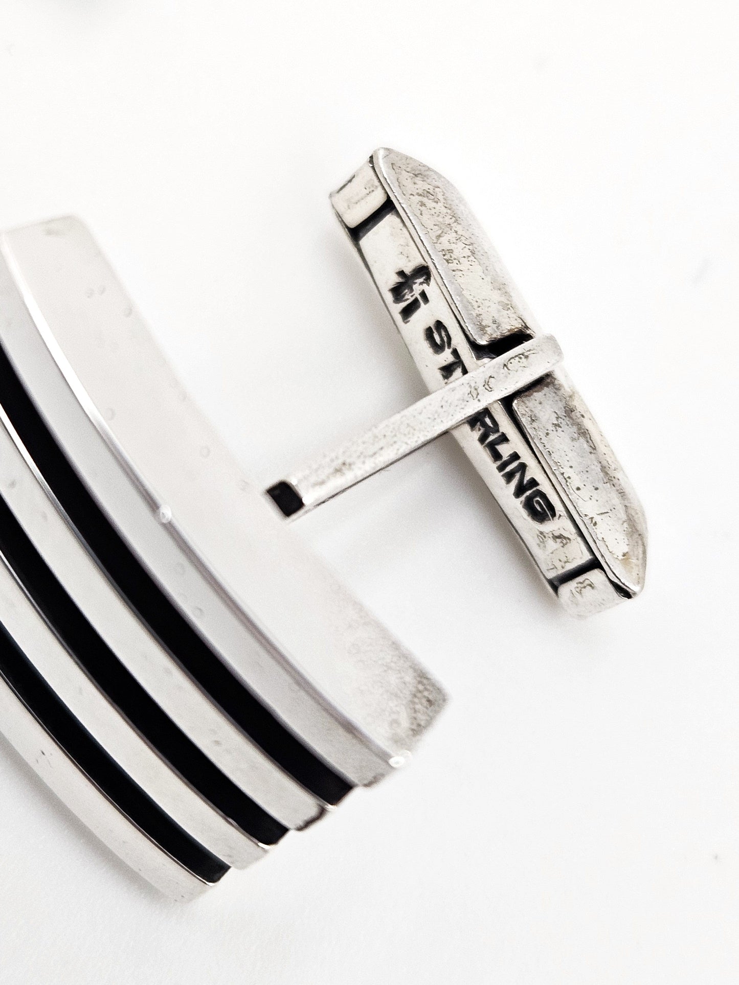 Harold Fithian Jewelry Rare Superb Harold Fithian Sterling Modernist Tie Clip & Cufflinks Circa 50/60s