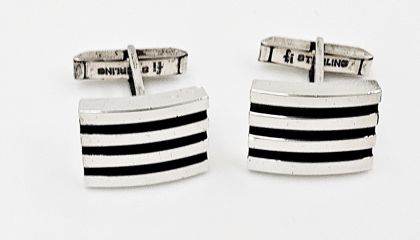 Harold Fithian Jewelry Rare Superb Harold Fithian Sterling Modernist Tie Clip & Cufflinks Circa 50/60s