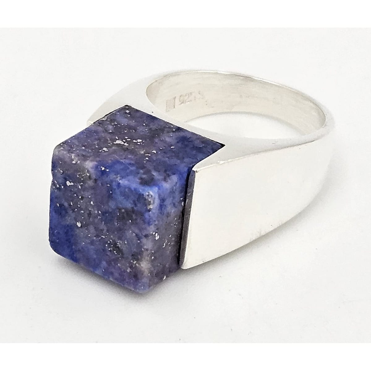 Henning Ulrichsen Jewelry Henning Ulrichsen Sterling Lapis Lazuli Cubed Modernist LG Cocktail Ring 1960&