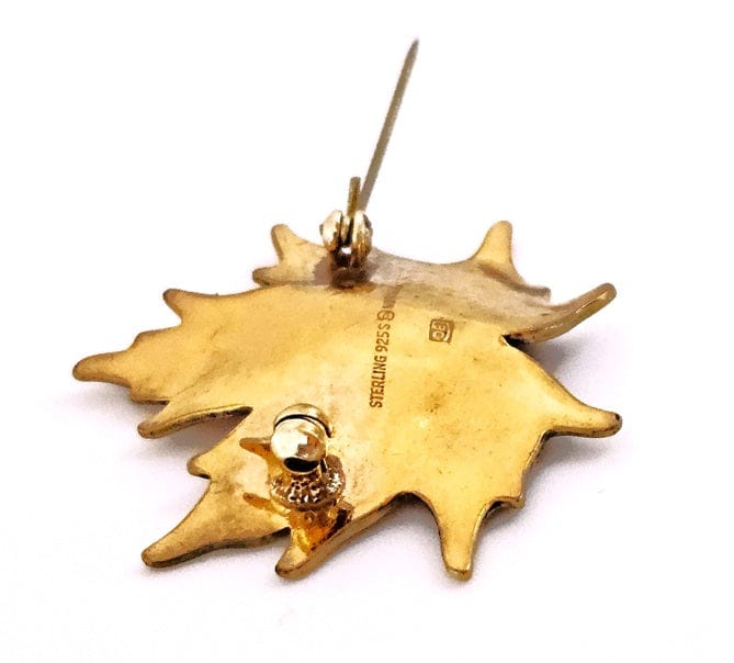 Hroar Prydz Jewelry Jens E Jensen Hroar Prydz Norway Sterling Enamel Maple Leaf Brooch 1920s