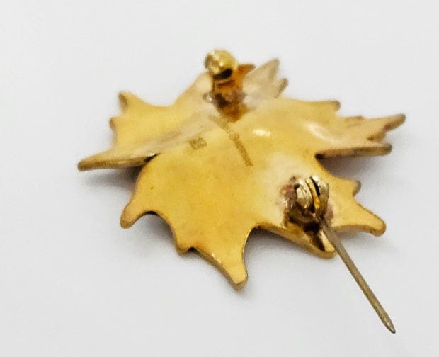 Hroar Prydz Jewelry Jens E Jensen Hroar Prydz Norway Sterling Enamel Maple Leaf Brooch 1920s
