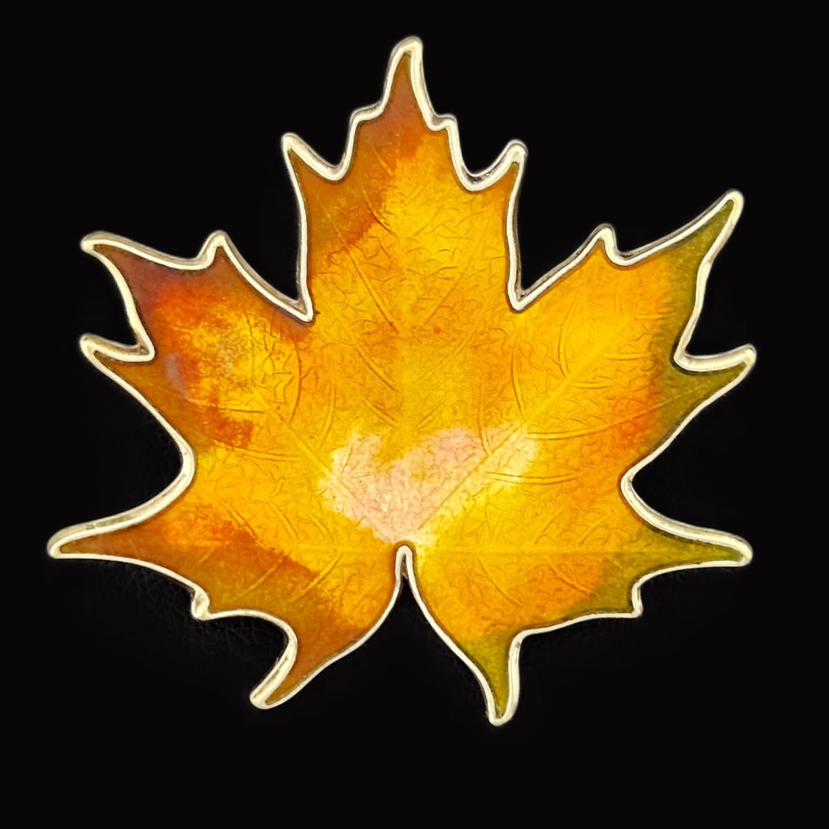 Hroar Prydz Jewelry Jens E Jensen Hroar Prydz Norway Sterling Enamel Maple Leaf Brooch 1920s