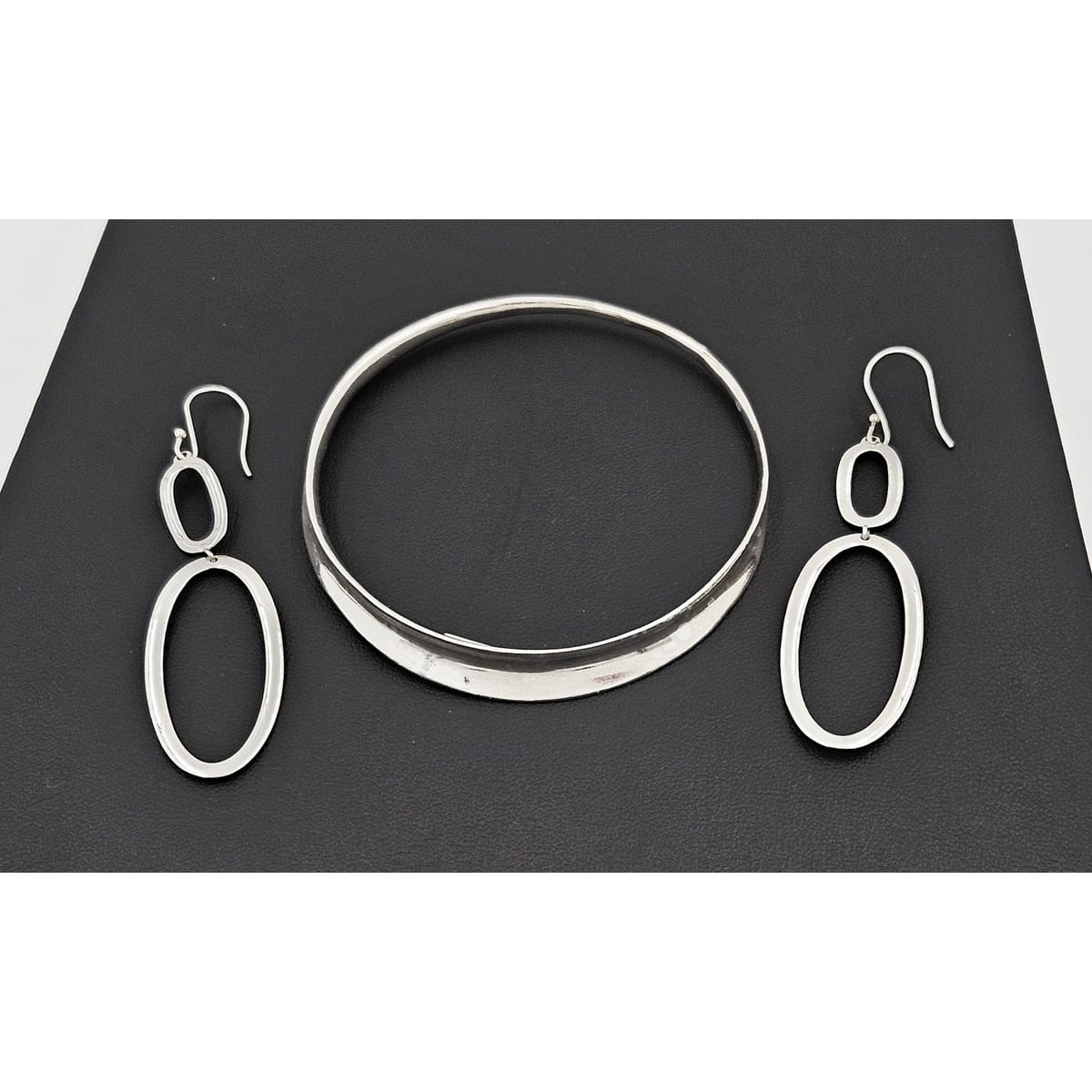 Ippolita Jewelry Retired Designer Ippolita Italy Sterling Modernist Bangle Bracelet & Earrings Set