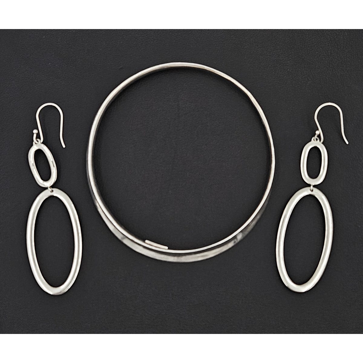 Ippolita Jewelry Retired Designer Ippolita Italy Sterling Modernist Bangle Bracelet & Earrings Set