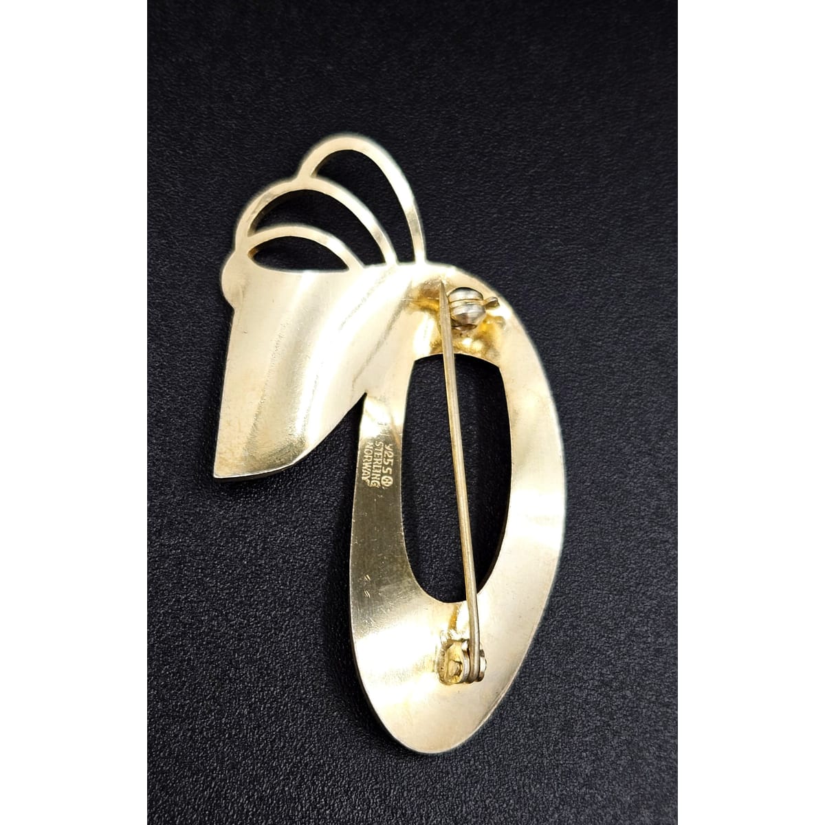 Ivar Holth Jewelry Designer Ivar Holth Norway Sterling White Enamel LARGE Art Deco Brooch 1950s