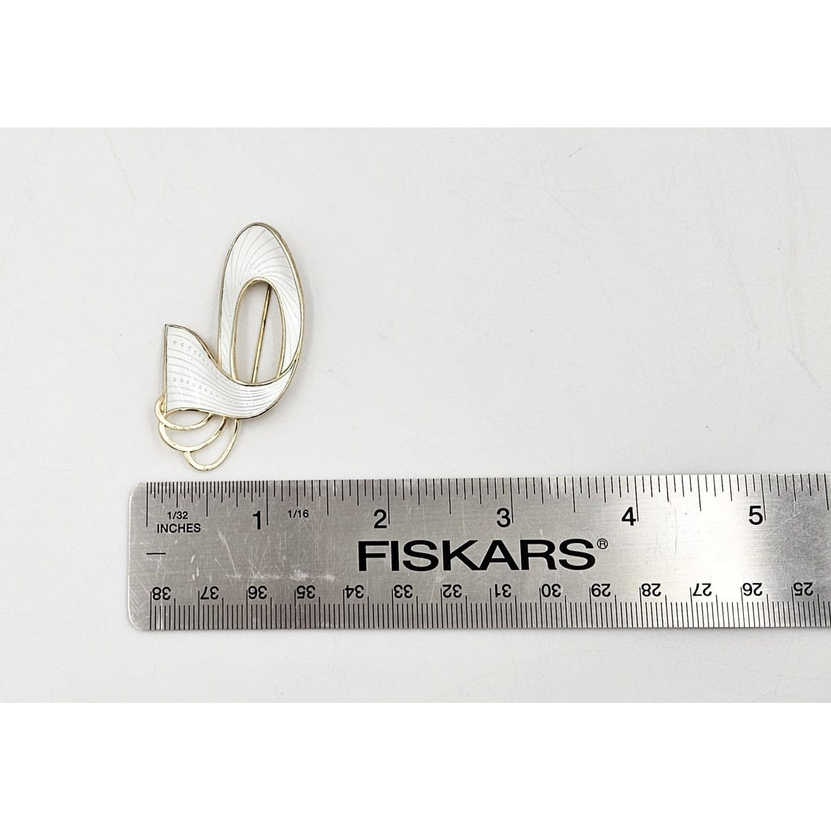 Ivar Holth Jewelry Ivar Holth Norway Sterling White Enamel LARGE Abstract Art Deco Brooch 1950s