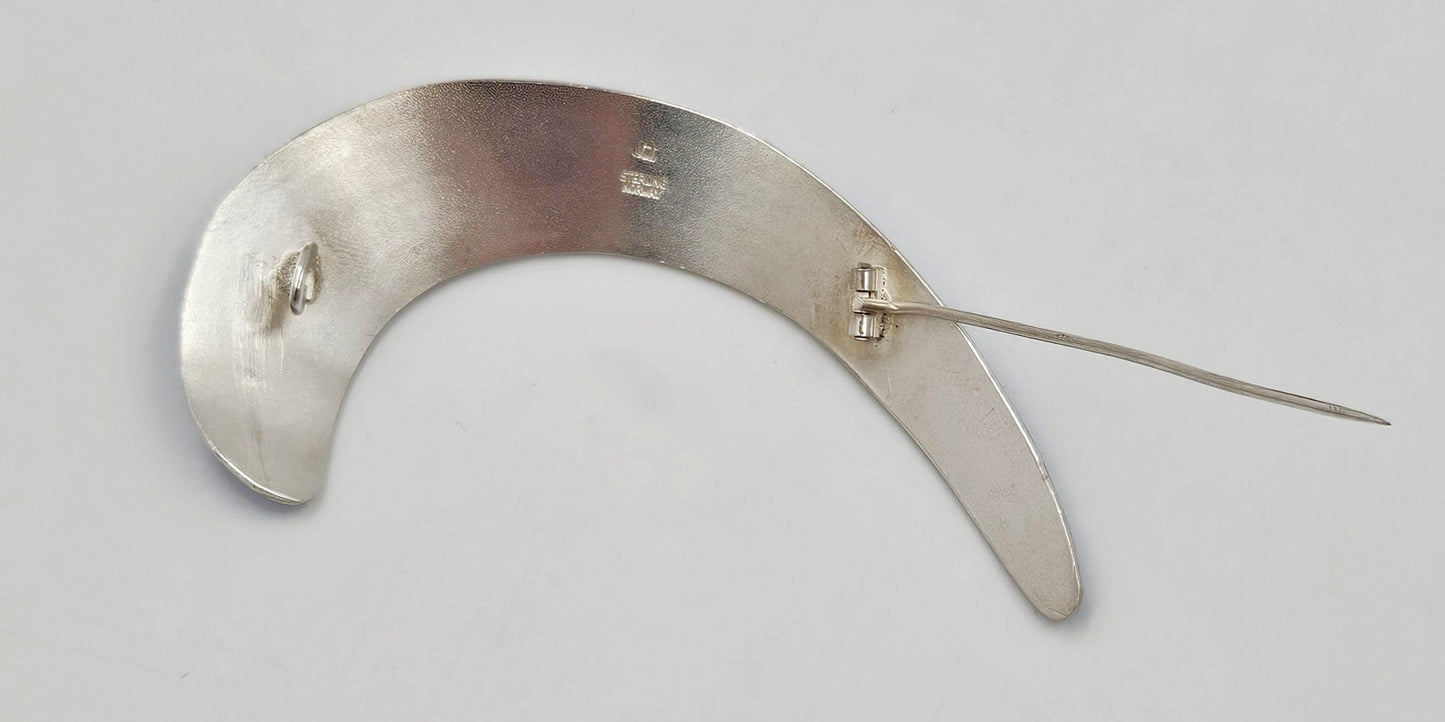 J Tostrup Jewelry Jacob Tostrup Norwegian Sterling Silver Blue Enamel Modernist Brooch Pin