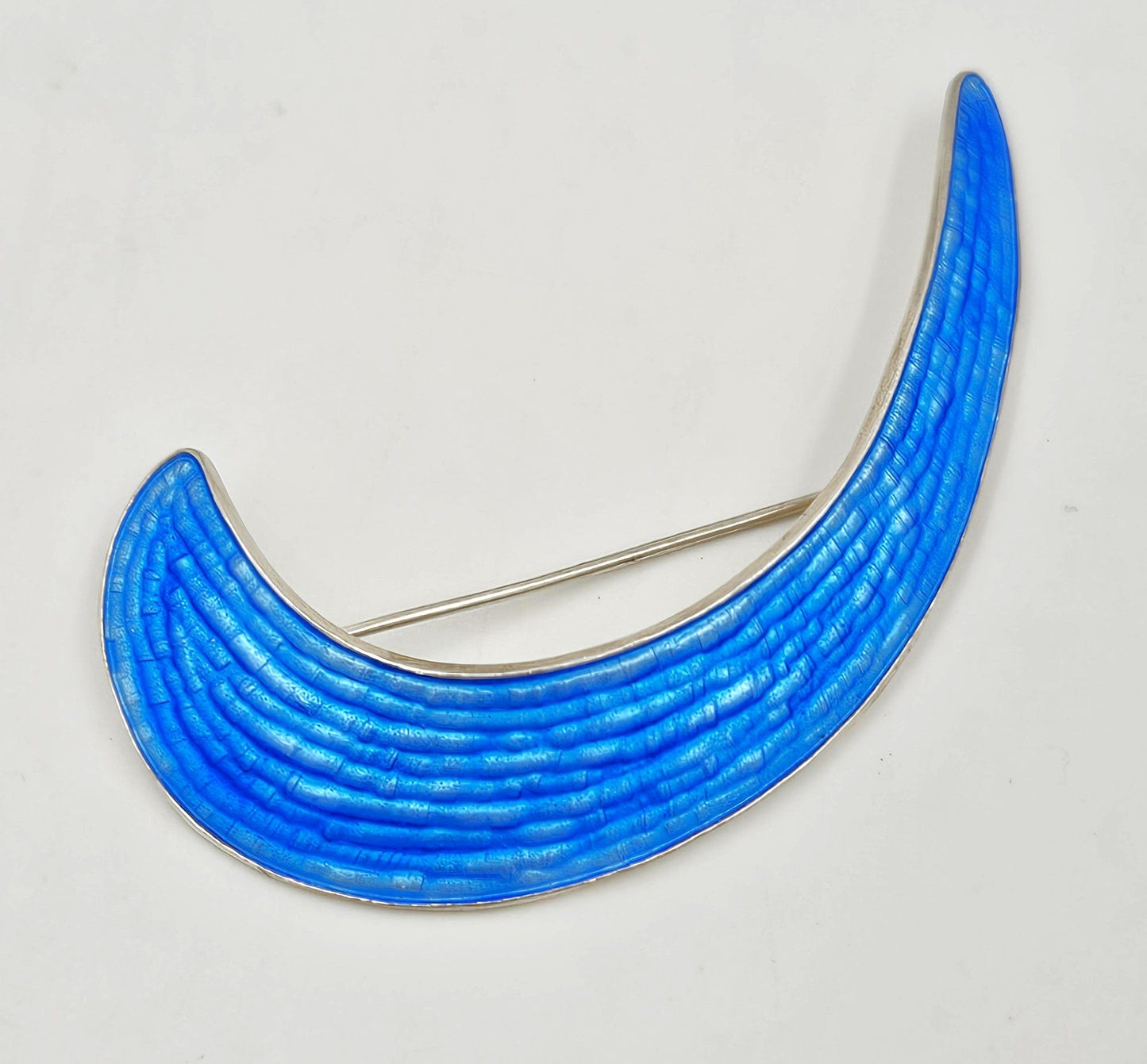 J Tostrup Jewelry Jacob Tostrup Norwegian Sterling Silver Blue Enamel Modernist Brooch Pin