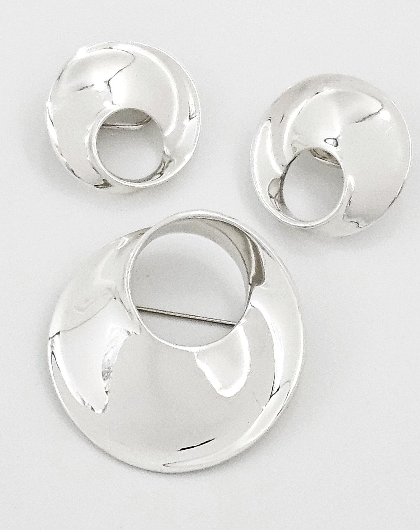 James Avery Jewelry Retired James Avery Sterling Modernist Mobius Brooch Earrings Set NWOT