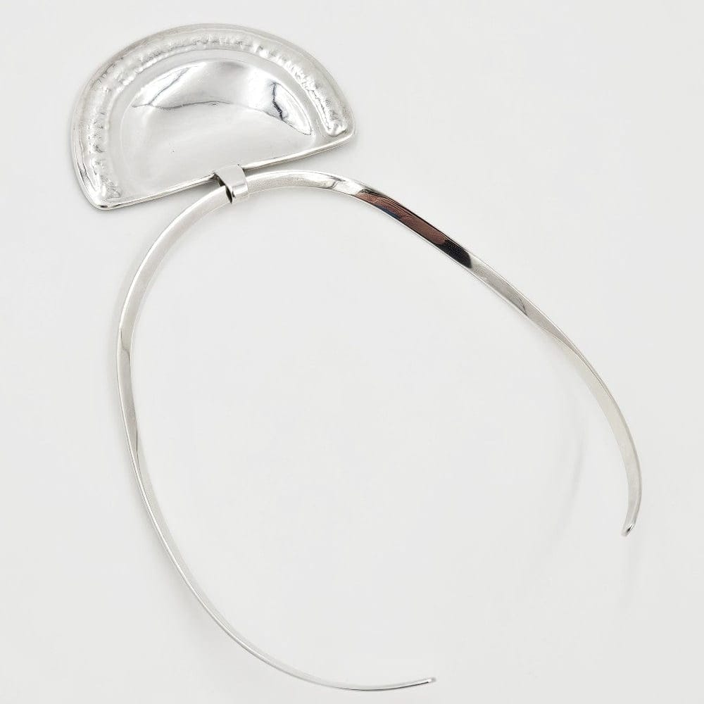 Janina Denmark Jewelry Janina & Lars Nielsen Modernist 925 Hammered XL Pendant Neck Ring 1980s